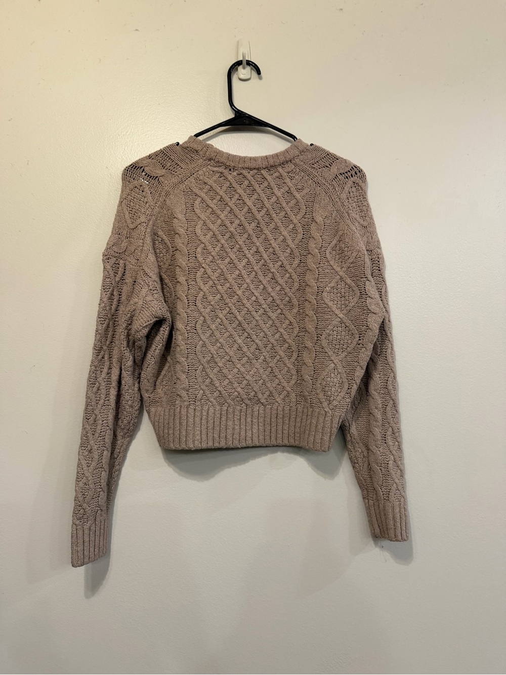 Cable Knit Crop Sweater - Taupe - Picture 4 of 5